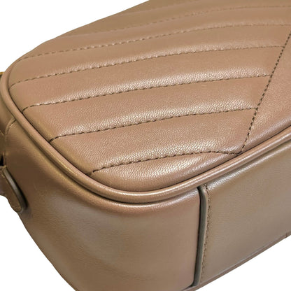 Used TORY BURCH Chevron Leather Kira Chevron Cross body bag Taupe Gold