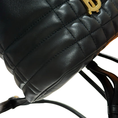 Used BURBERRY Quilted Leather Lola Bucket Bag Black Gold