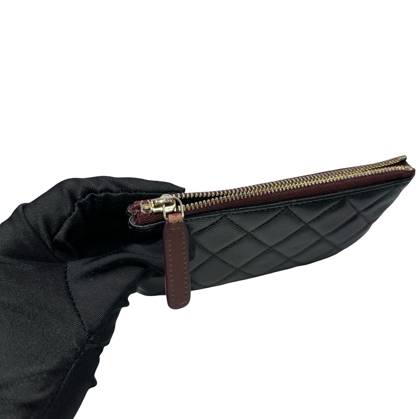 Used CHANEL Lambskin Leather POUCH Wallet Black