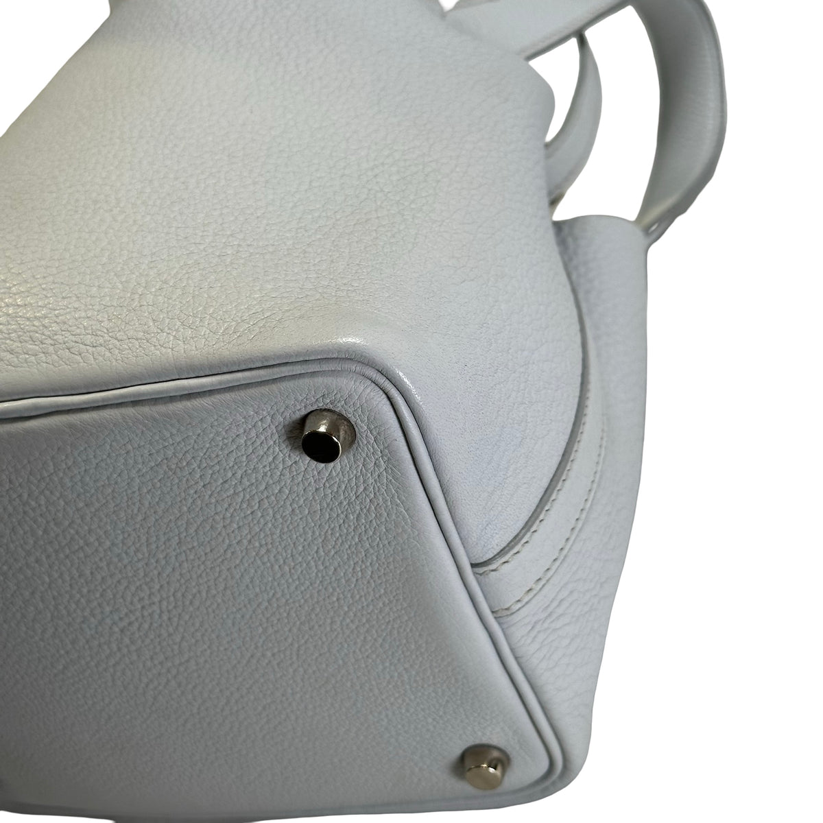 Used HERMES Taurillon Clemence Picotin 17 Bucket Bag Blue Pale