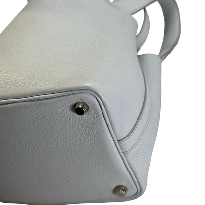 Used HERMES Taurillon Clemence Picotin 17 Bucket Bag Blue Pale