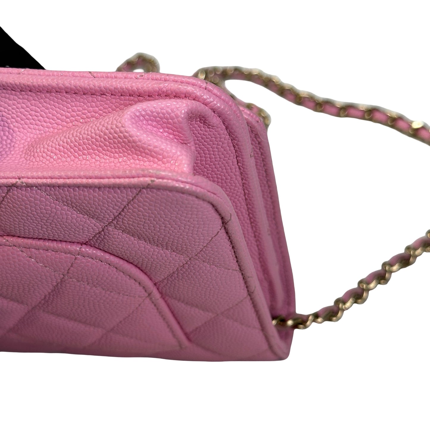 Used CHANEL Caviar Gold tone Wallet on chain Wallet on chain Pink
