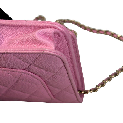 Used CHANEL Caviar Gold tone Wallet on chain Wallet on chain Pink