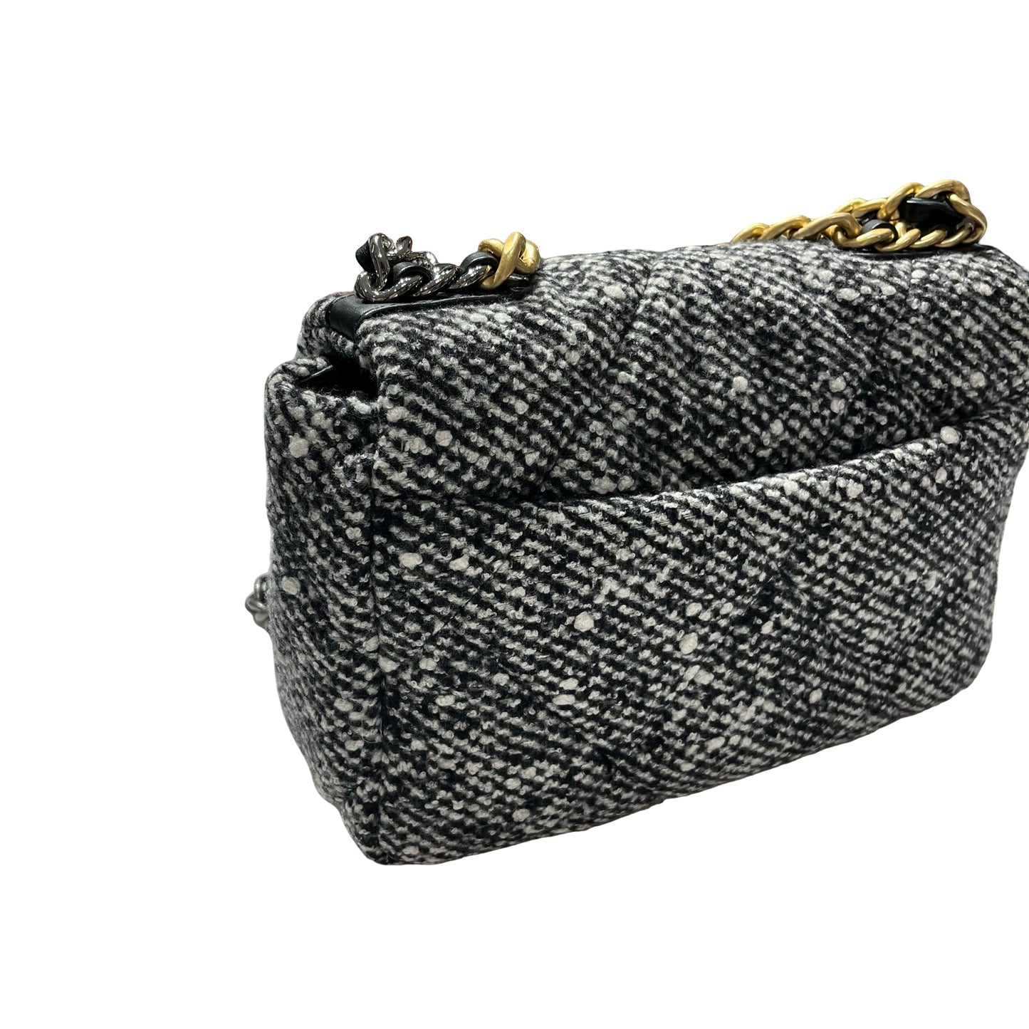 Used CHANEL Tweed Chanel 19 Handbag Black White