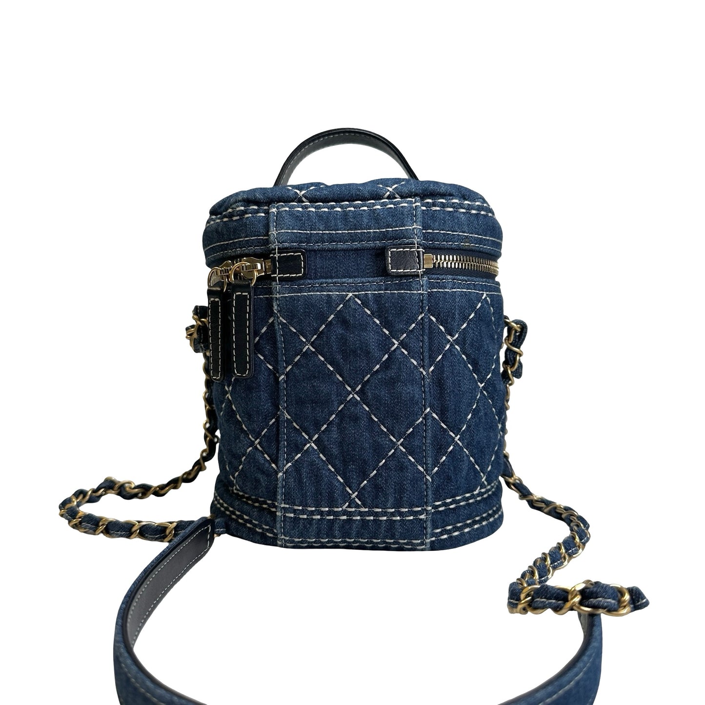 Used CHANEL Denim Bucket bag Cross body bag Denim blue