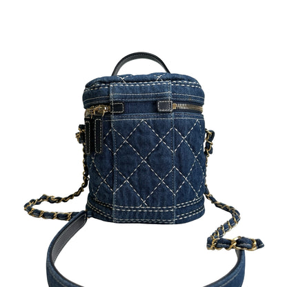 Used CHANEL Denim Bucket bag Cross body bag Denim blue