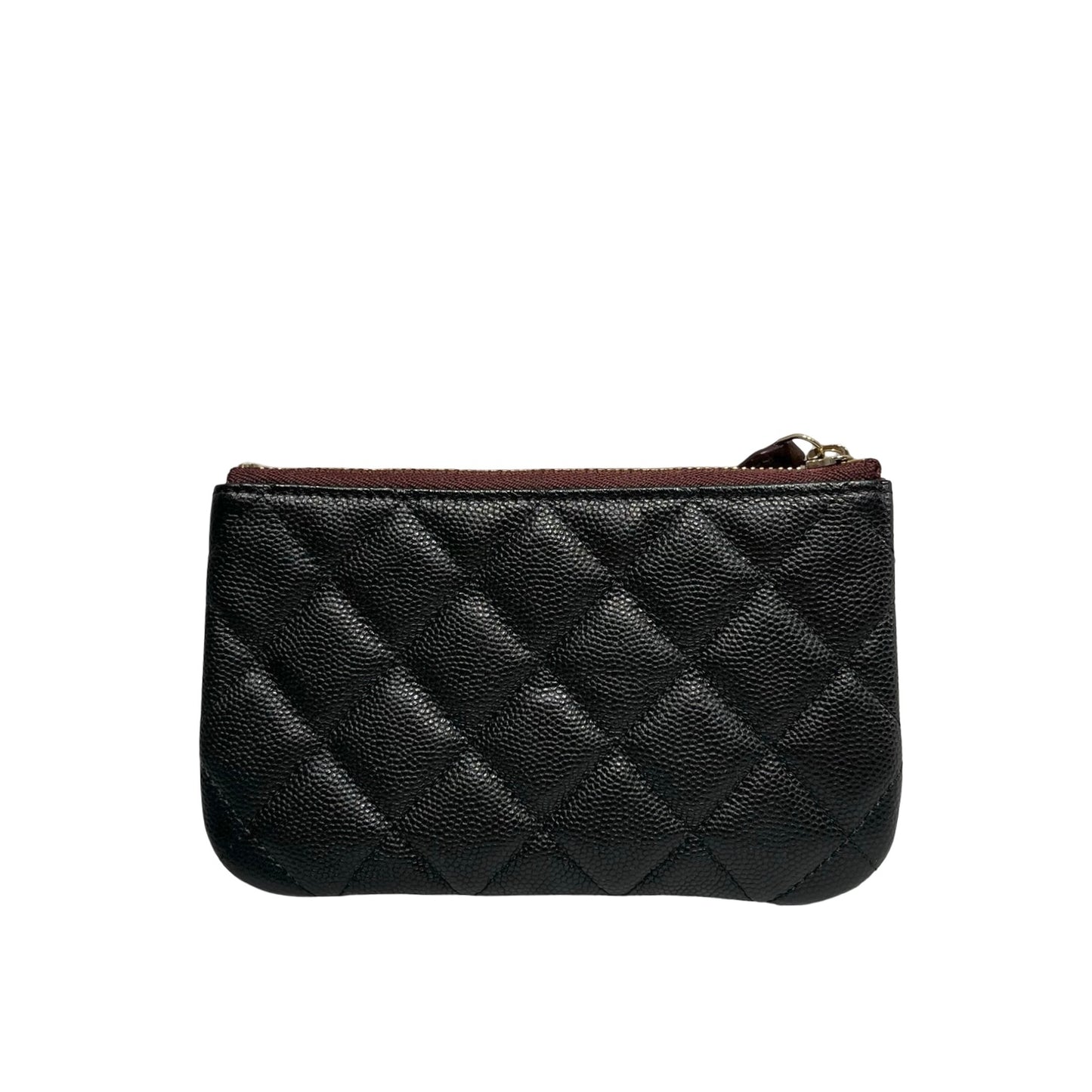 Used CHANEL Calfskin Leather  Pouch Black GHW