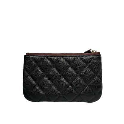 Used CHANEL Calfskin Leather  Pouch Black GHW