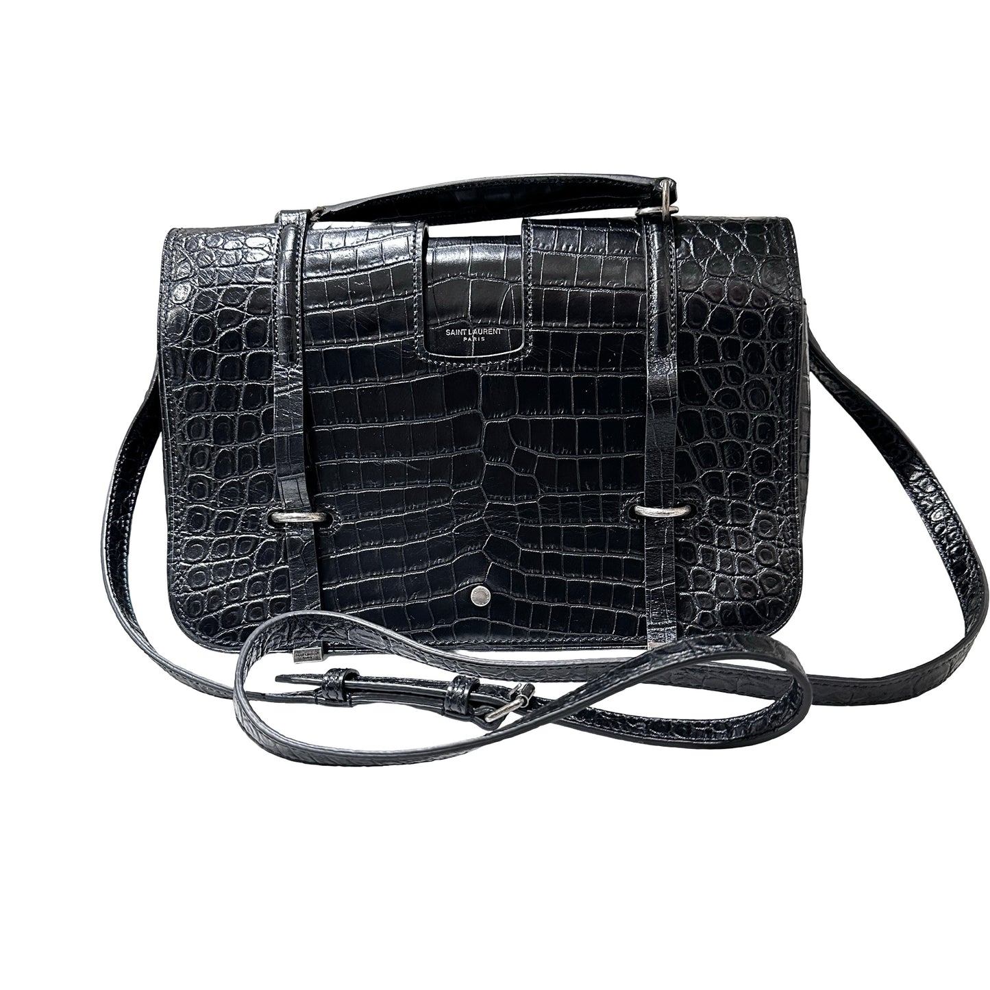 Used SAINT LAURENT Calfskin Leather Charlotte Messenger Two Way Shoulder Bag