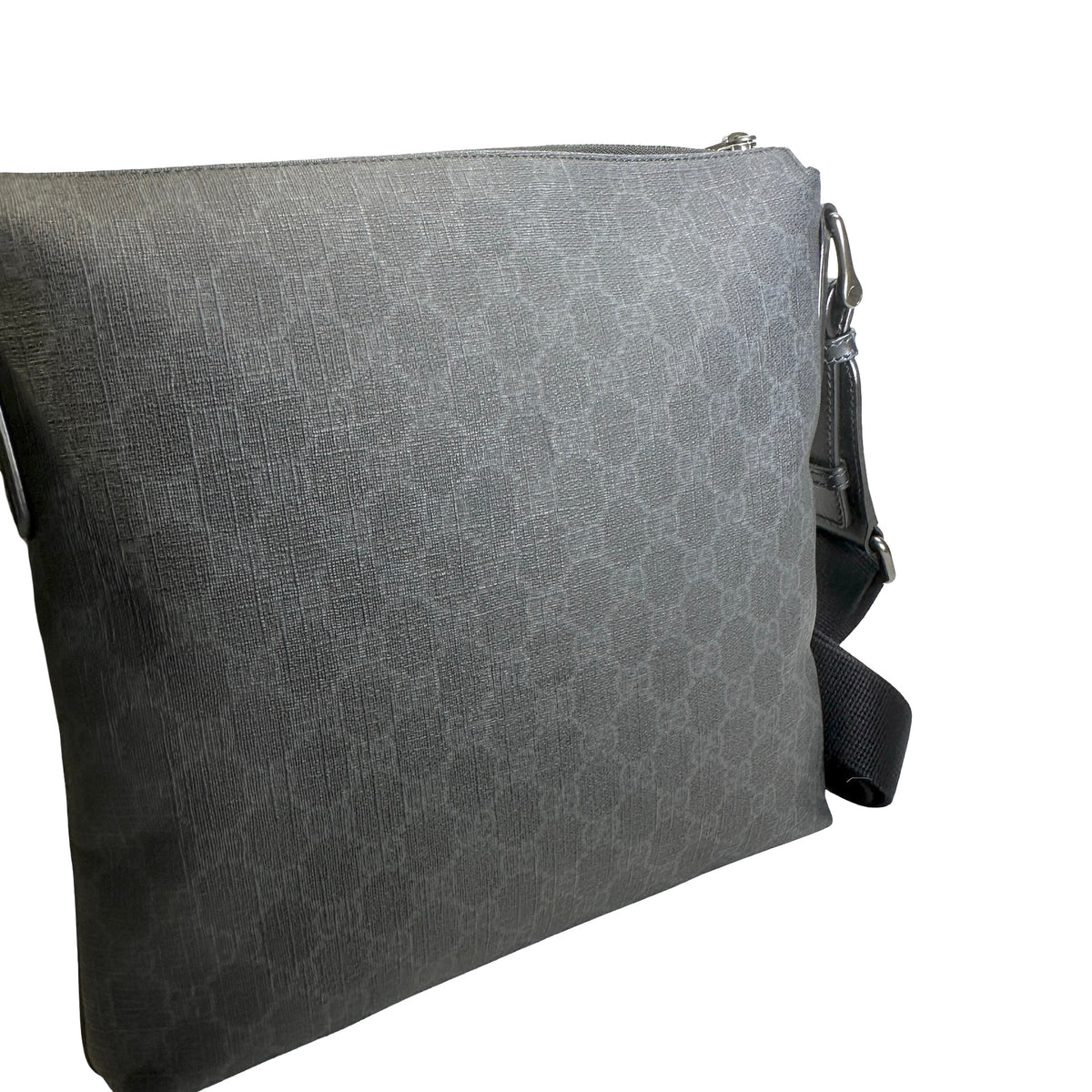 Used GUCCI GG Supreme Canvas GG Supreme Crossbody Bag Black Grey