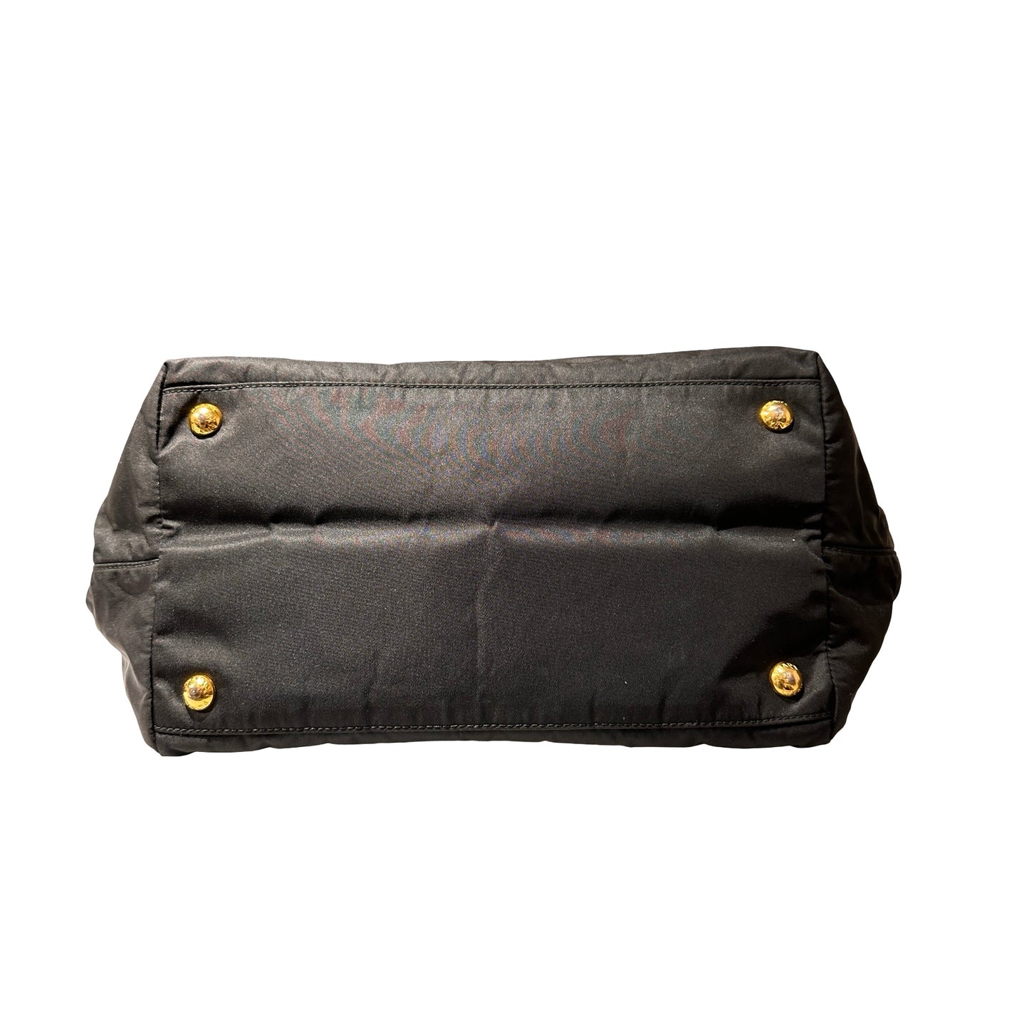 Used PRADA Nylon RIBBON Handbag Black GHW