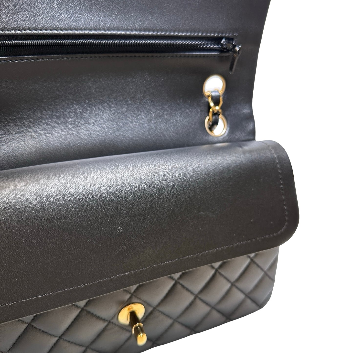 Used CHANEL Lambskin CF25 Shoulder Bag Black