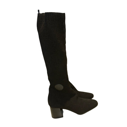 Used HERMES Knit Ex-Libris Volver 60 Boots Black
