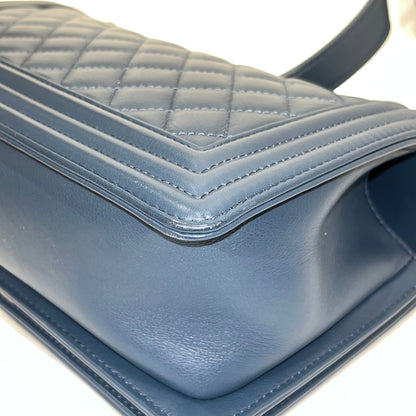 CHANEL BOY 25CM BLUE PHW CHAIN SHOULDER BAG [3001751]