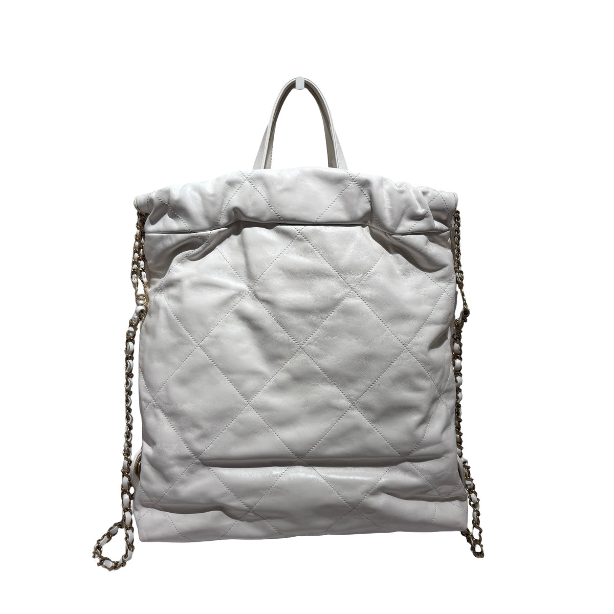 Used CHANEL Calfskin Medium 22 Backpack Backpack White