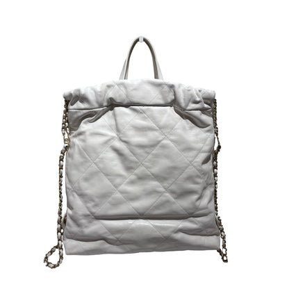Used CHANEL Calfskin Medium 22 Backpack Backpack White