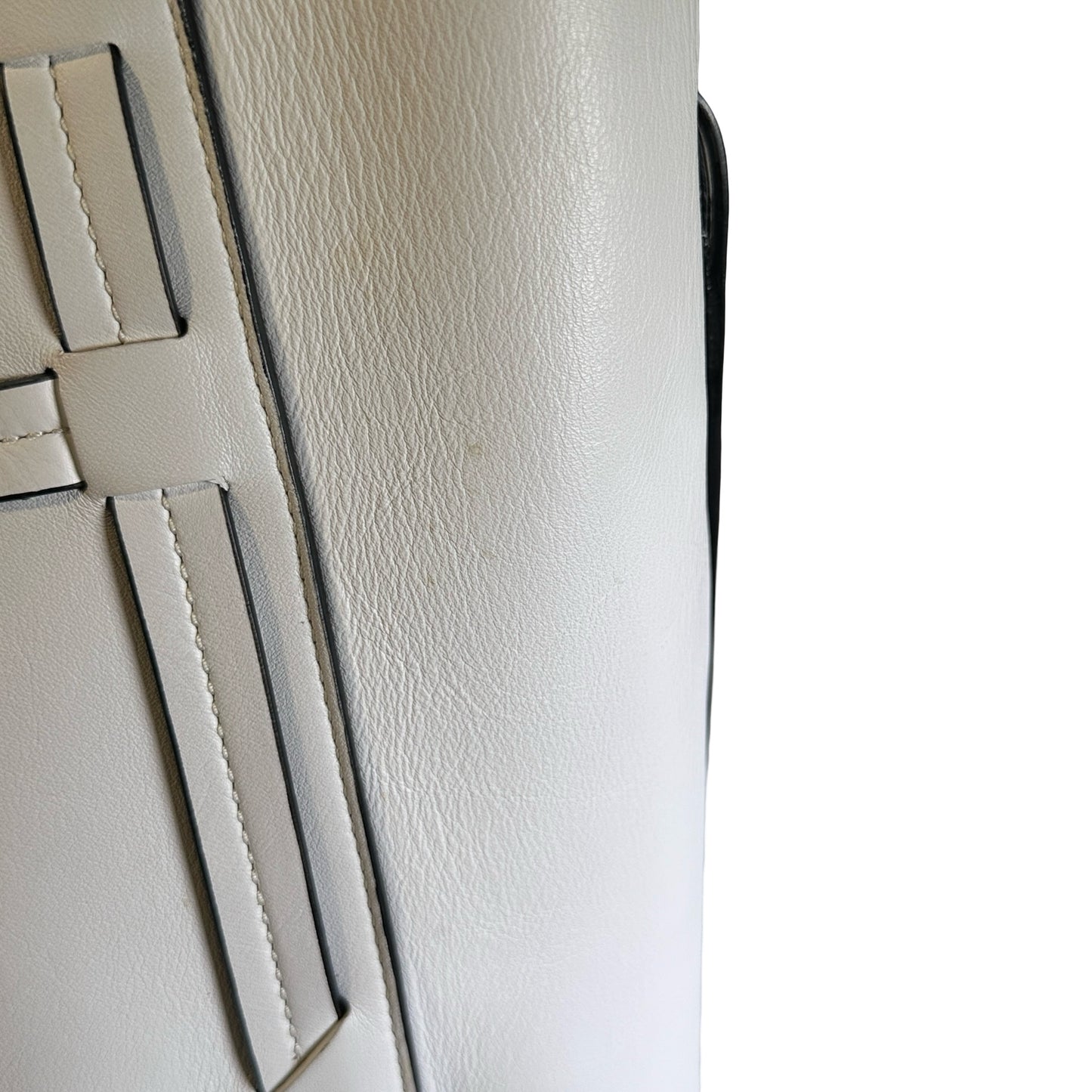 Used DIOR Leather Interlaced Shopper Tote Tote Bag White PHW