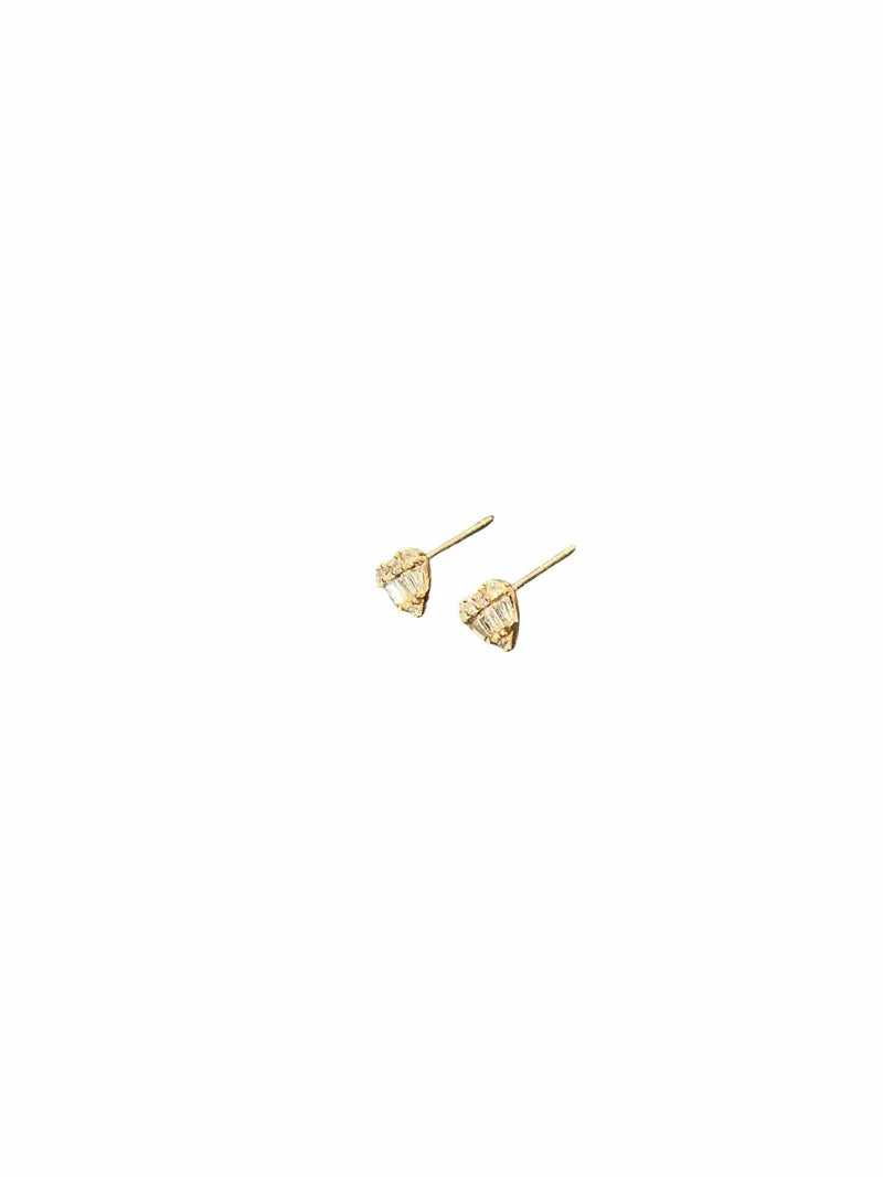 Silver S925 Heart-shaped Earpins Mounted with Diamonds Earrings & Earpins [100098]