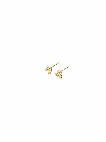 Silver S925 Heart-shaped Earpins Mounted with Diamonds Earrings & Earpins [100098]