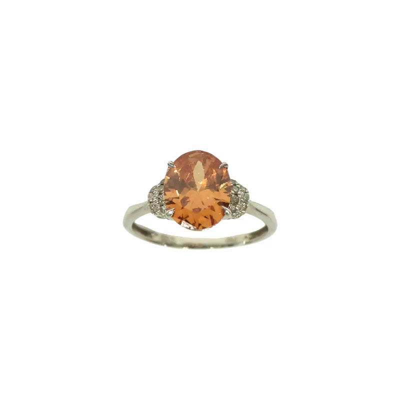 R4 20ct,750,D0 18ct Ring with Crown Mounted with Orange Gemstone & Diamonds Ring [100099]