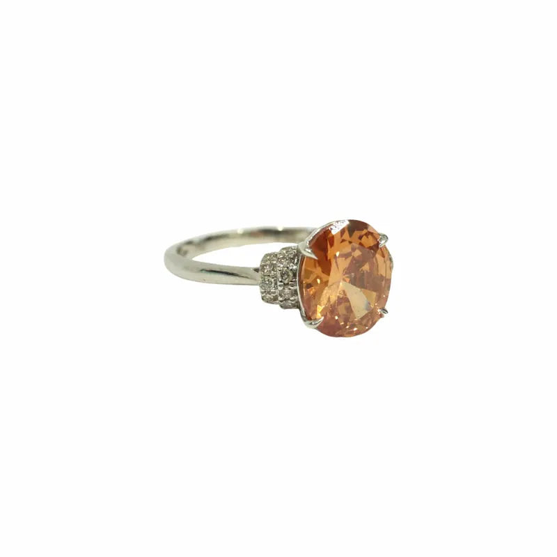 R4 20ct,750,D0 18ct Ring with Crown Mounted with Orange Gemstone & Diamonds Ring [100099]