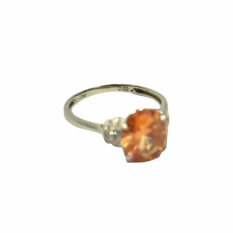 R4 20ct,750,D0 18ct Ring with Crown Mounted with Orange Gemstone & Diamonds Ring [100099]