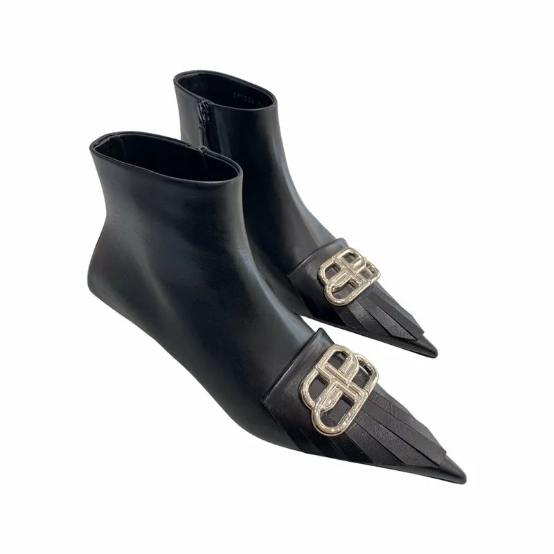 Calf Skin Fringe Knife Booties Footwear [100140]