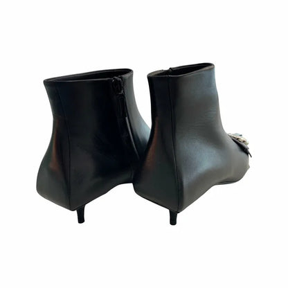 Calf Skin Fringe Knife Booties Footwear [100140]