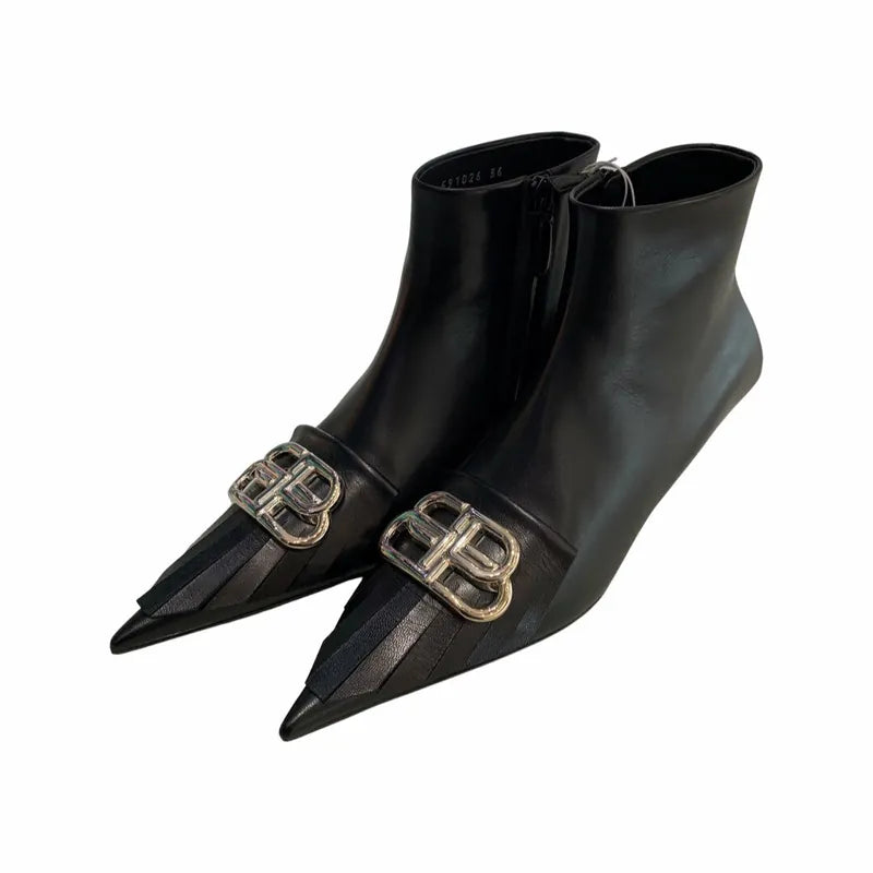 Calf Skin Fringe Knife Booties Footwear [100140]