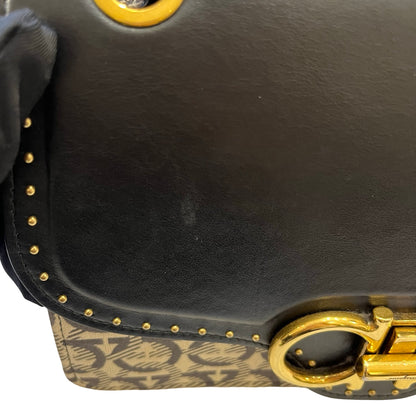Used FERRAGAMO Chain Shoulder Shoulder Bag Black GHW Beige