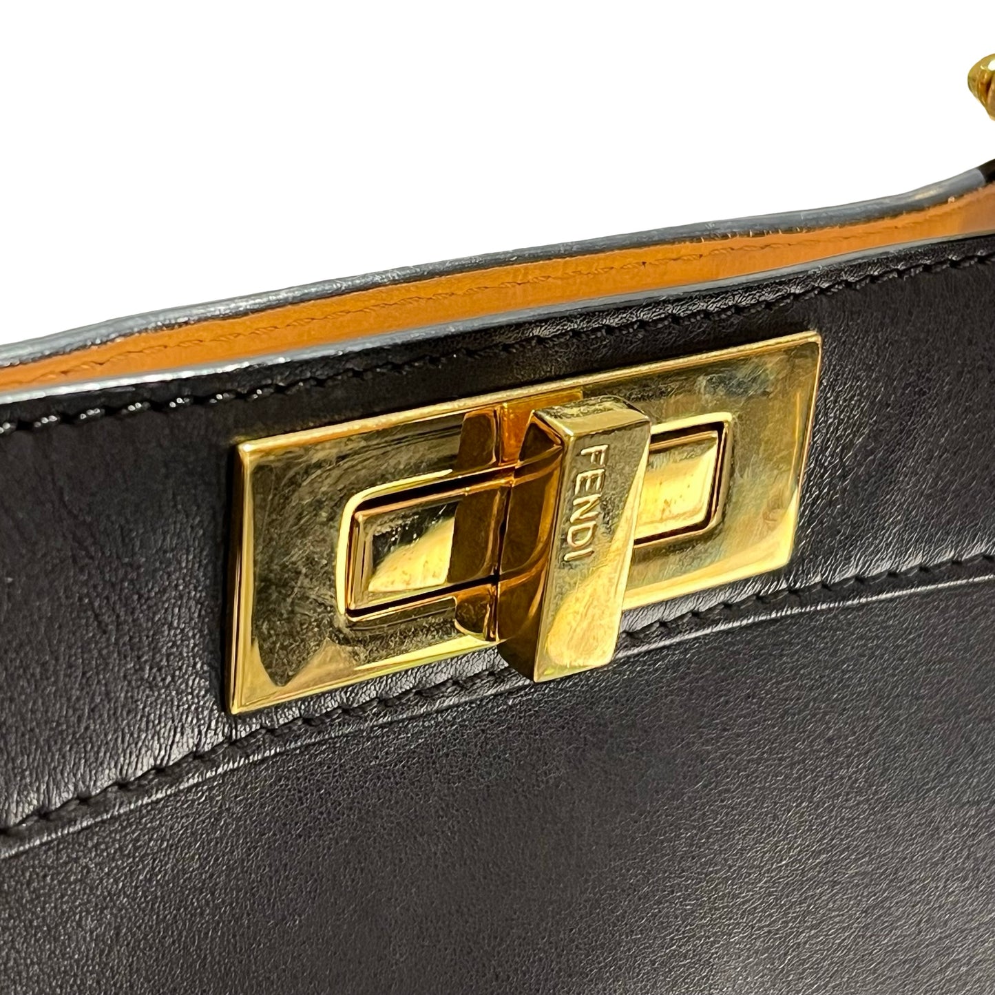 Used FENDI Peekaboo Handbag Black GHW