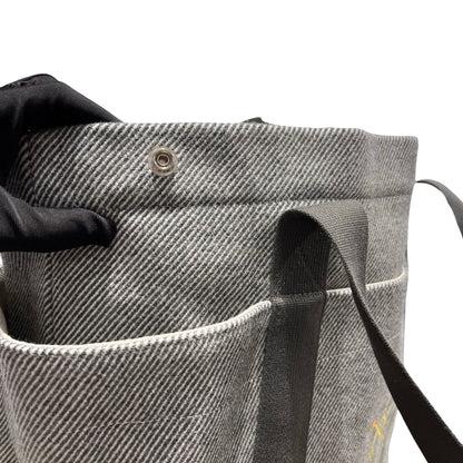 Used HERMES Canvas Animaux Nattes Nappy Bag Tote Bag Grey