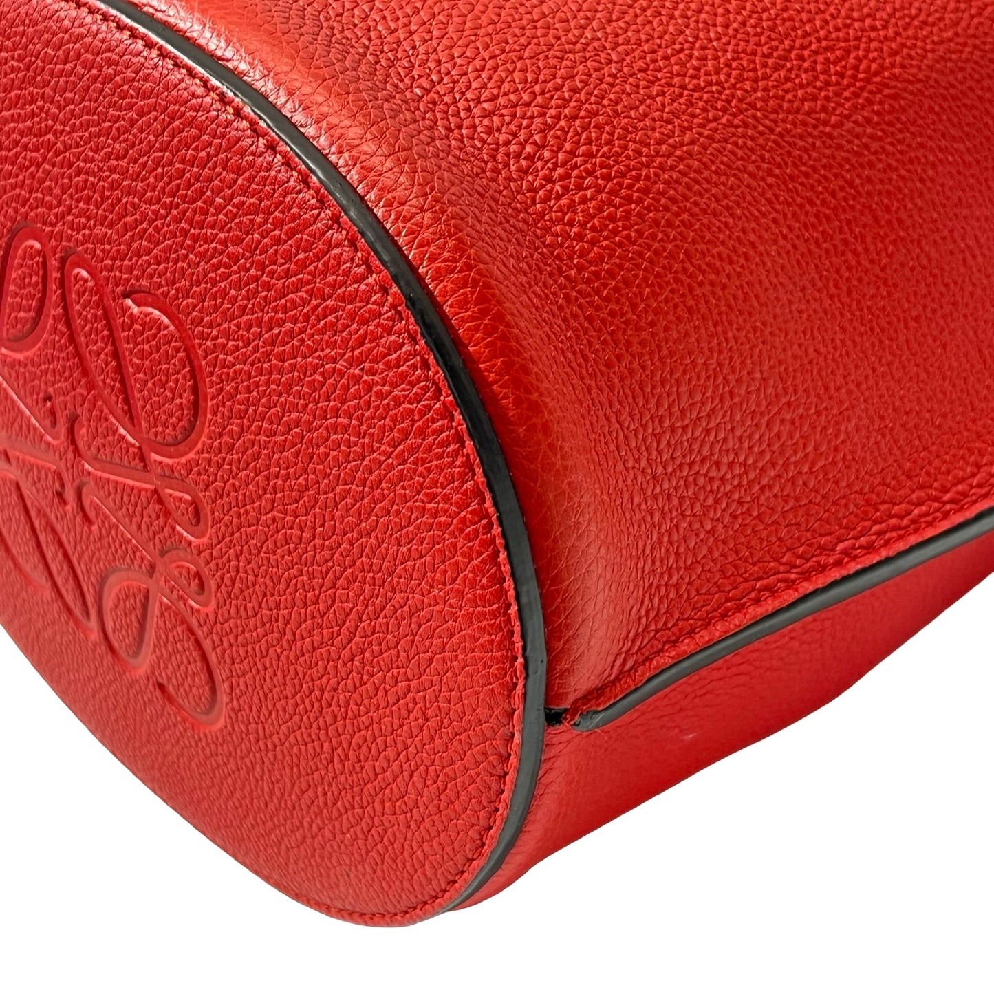 Used LOEWE Calfskin Leather Gate Bucket Bag Red GHW