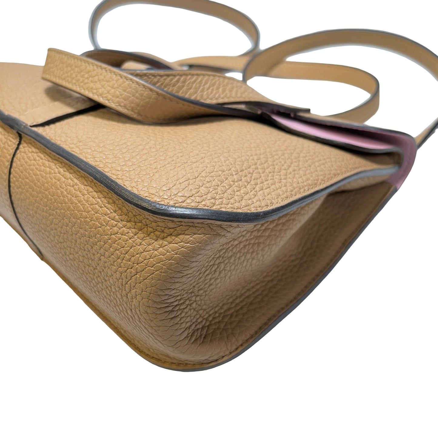 Used HERMÈS Clemence leather Halzan Shoulder Bag Brown Pink PHW