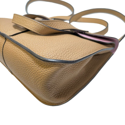 Used HERMÈS Clemence leather Halzan Shoulder Bag Brown Pink PHW