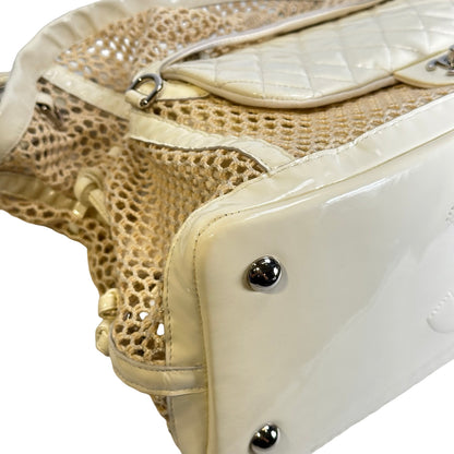 Used CHANEL Net Quilted Classic Flap Net Bag Shoulder Bag White Silver