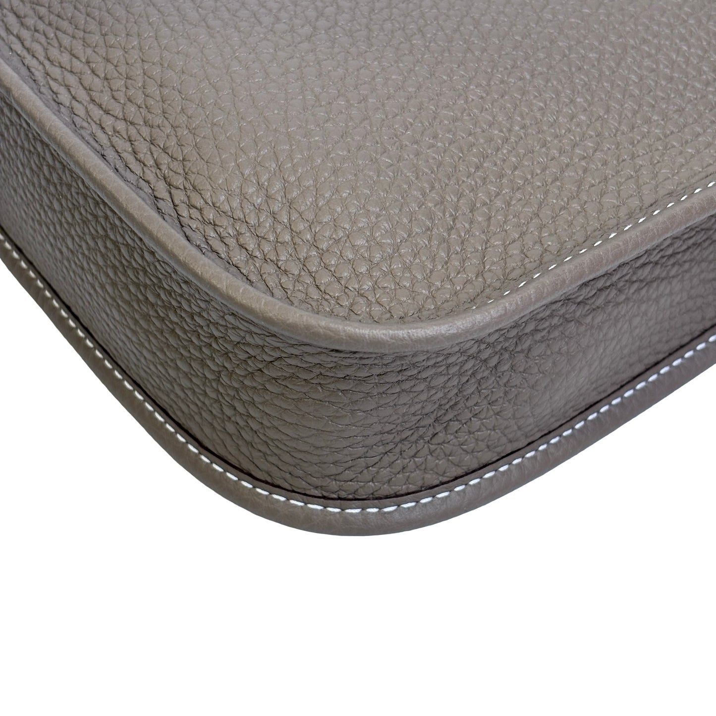 Brand New HERMES Clemence Leather Mini Evelyne 16 Cross body bag Etoupe BLEU INDIGO PHW