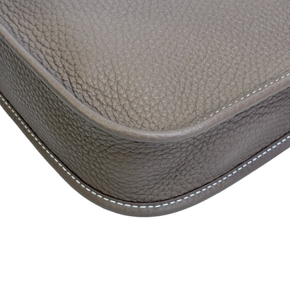 Brand New HERMES Clemence Leather Mini Evelyne 16 Cross body bag Etoupe BLEU INDIGO PHW