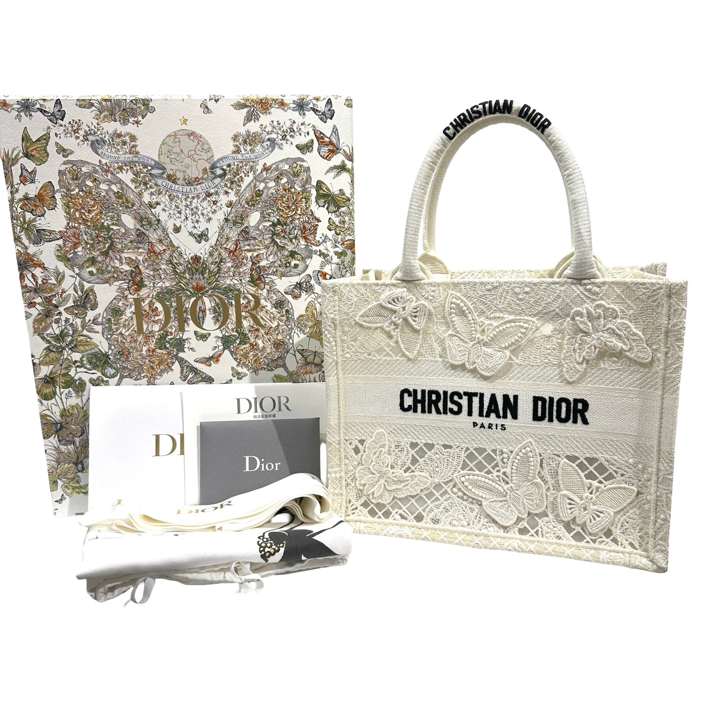 Used DIOR Book Tote Handbag White
