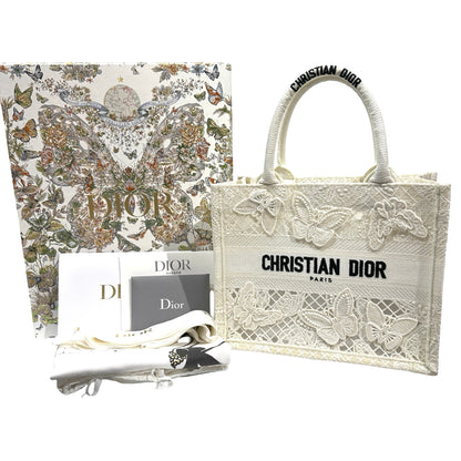 Used DIOR Book Tote Handbag White