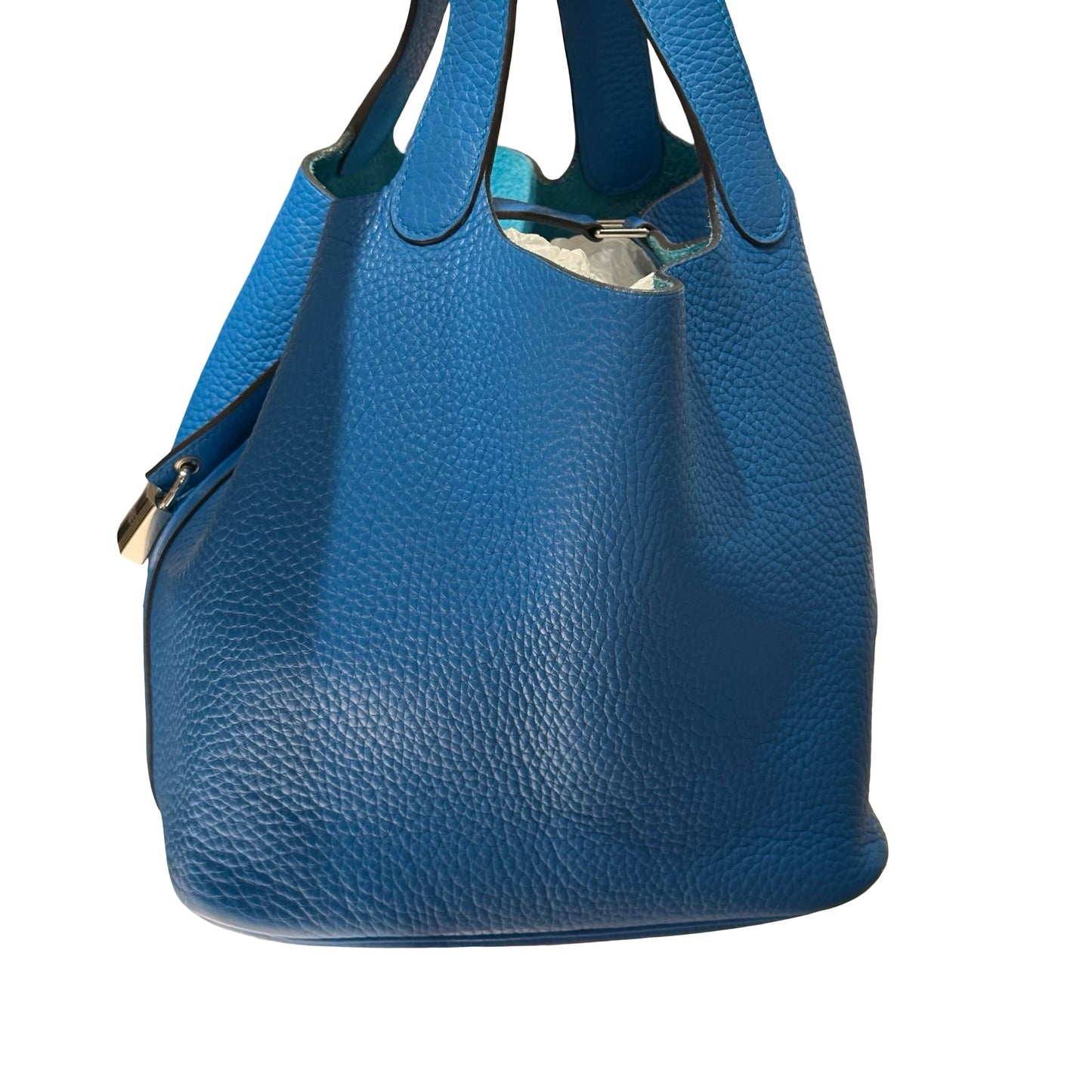 Used HERMÈS TC Picotin 22 Handbag Blue PHW