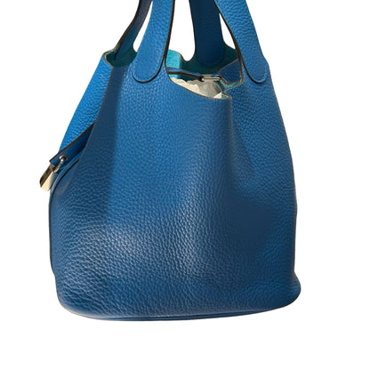 Used HERMÈS TC Picotin 22 Handbag Blue PHW