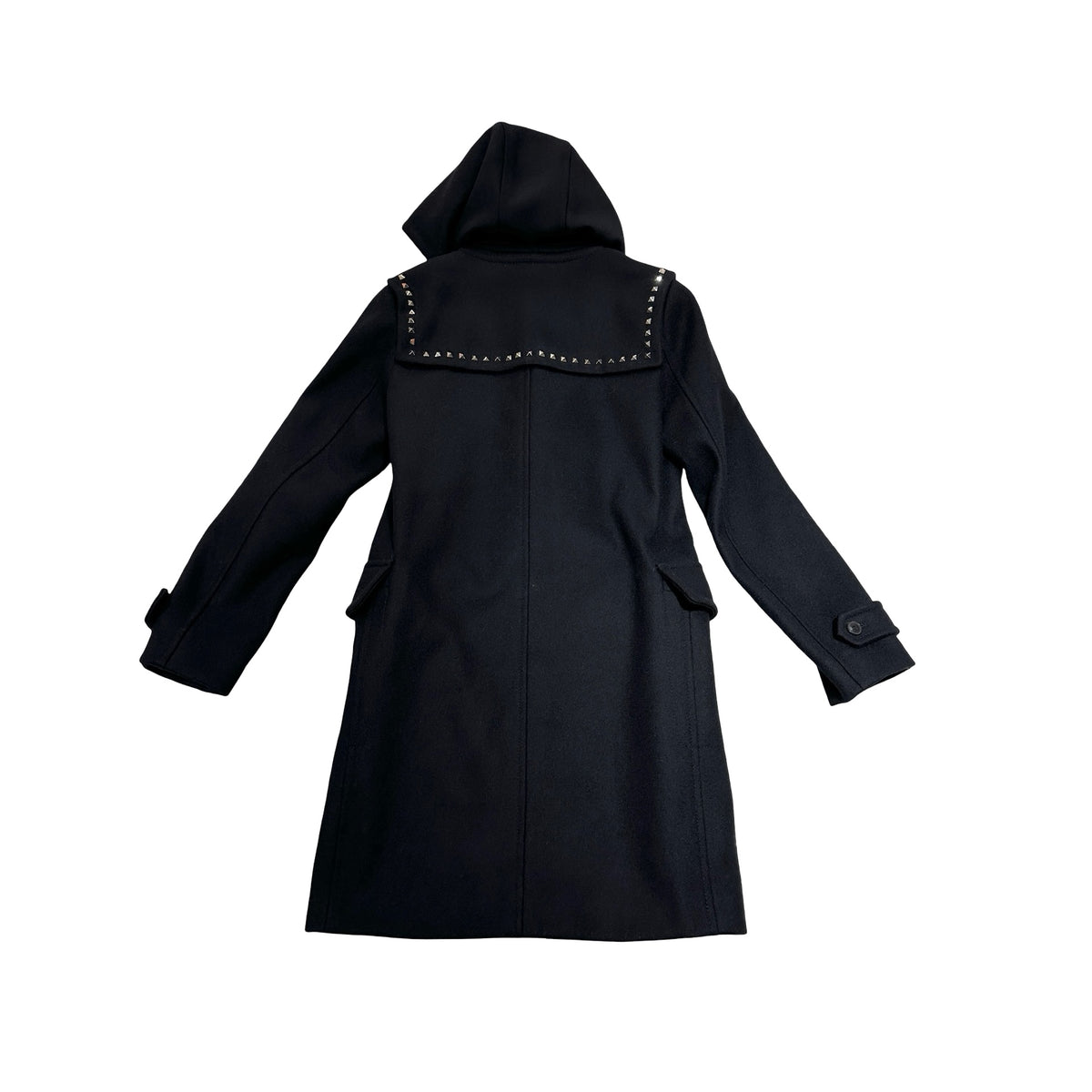 Used VALENTINO Solid Duffle Coat Clothes Black