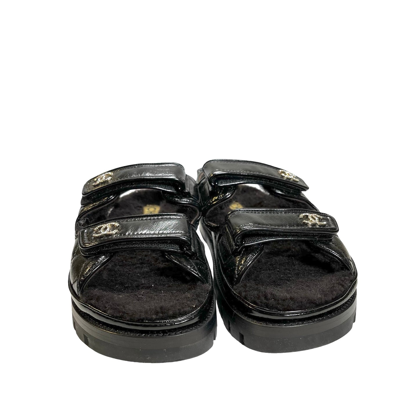Used Chanel Calfskin Leather Shoes Black PHW