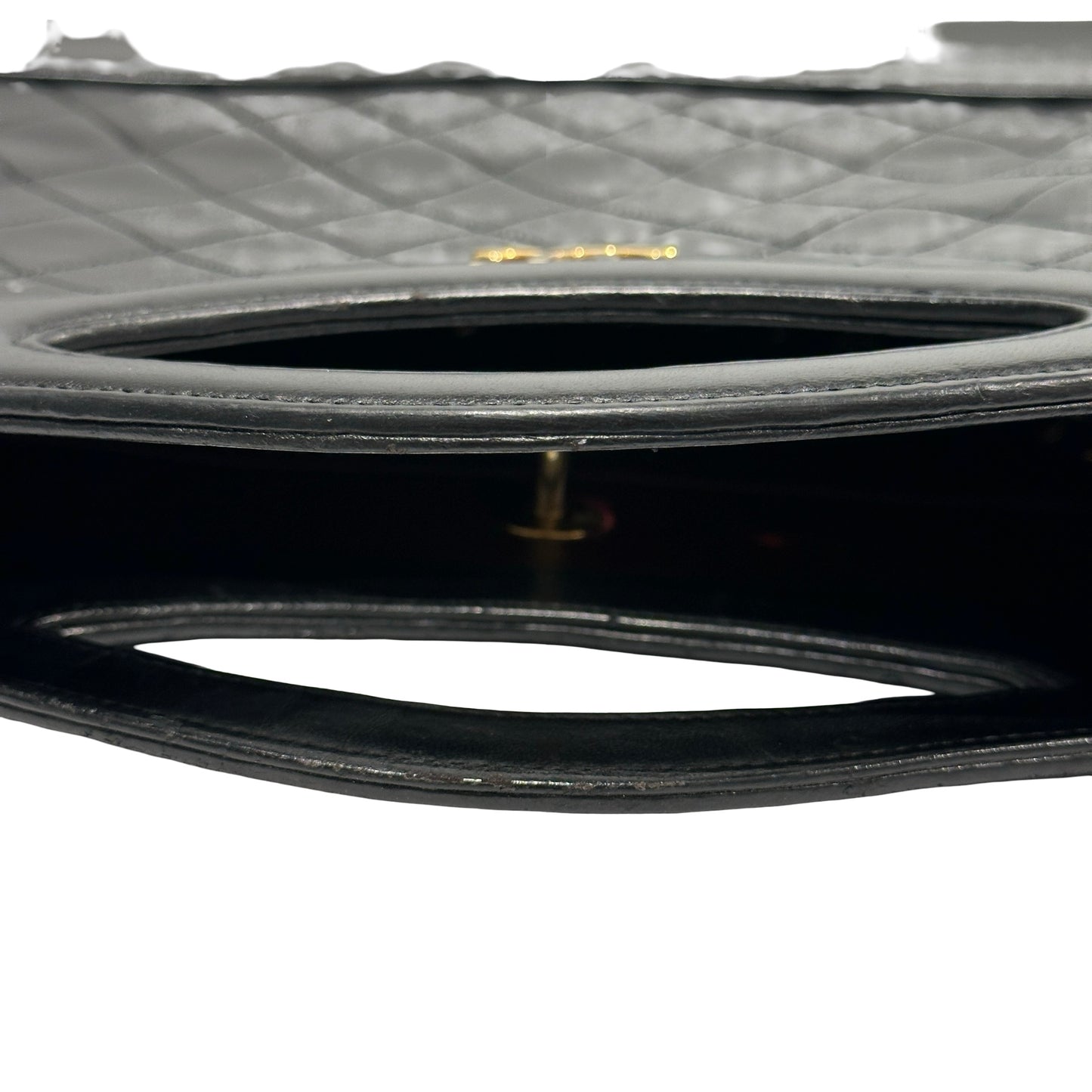 Used CHANEL Calfskin Leather Vintage 31 Handbag Black GHW