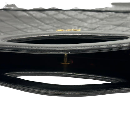 Used CHANEL Calfskin Leather Vintage 31 Handbag Black GHW