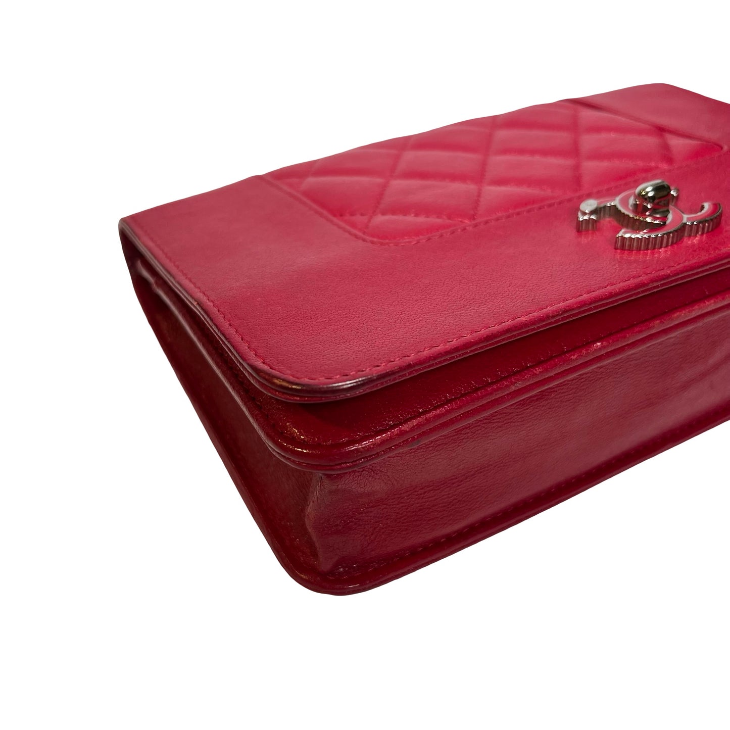 Used CHANEL Quilted Leather Wallet On Chain (WOC) Wallet on chain Red PHW
