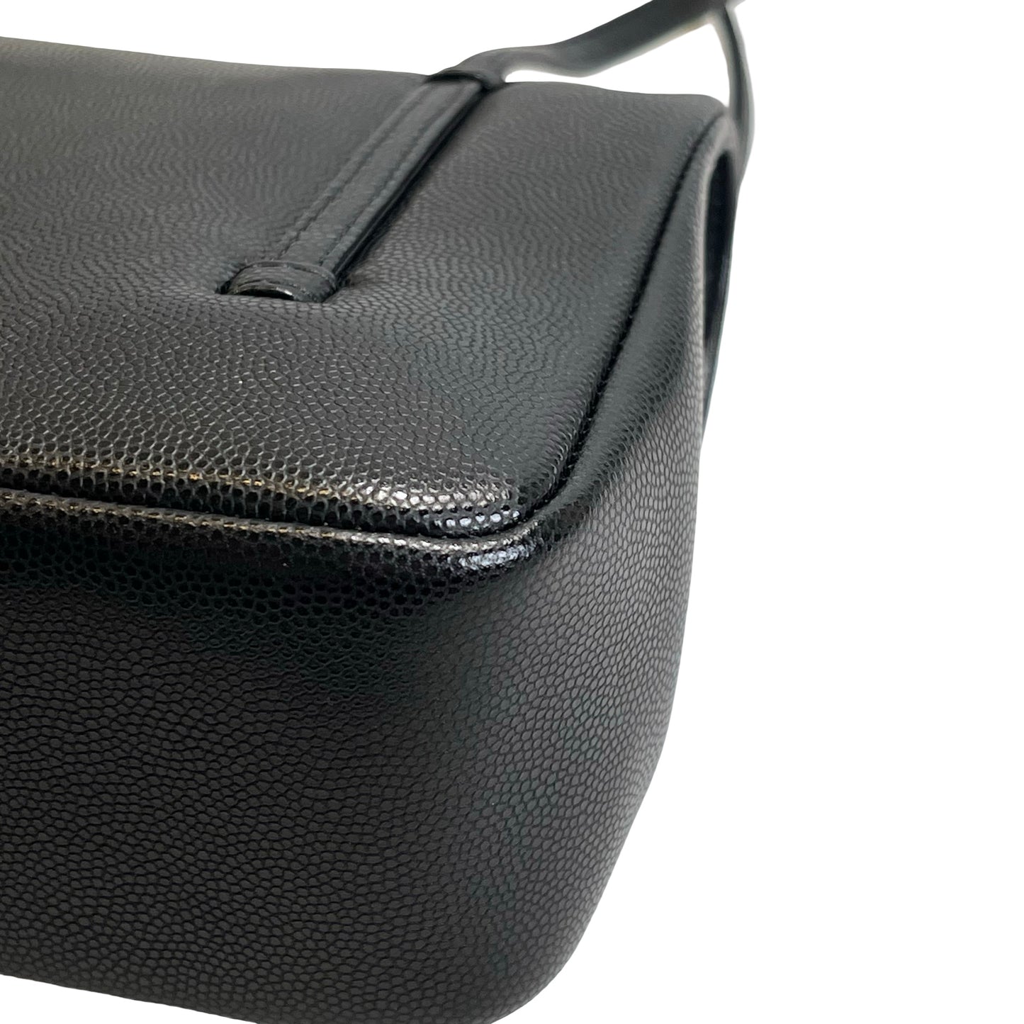 Used CHANEL Caviar Leather Shoulder Bag Shoulder Bag Black