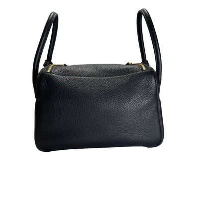 Used HERMES Leather Lindy 26 Handbag Navy GHW