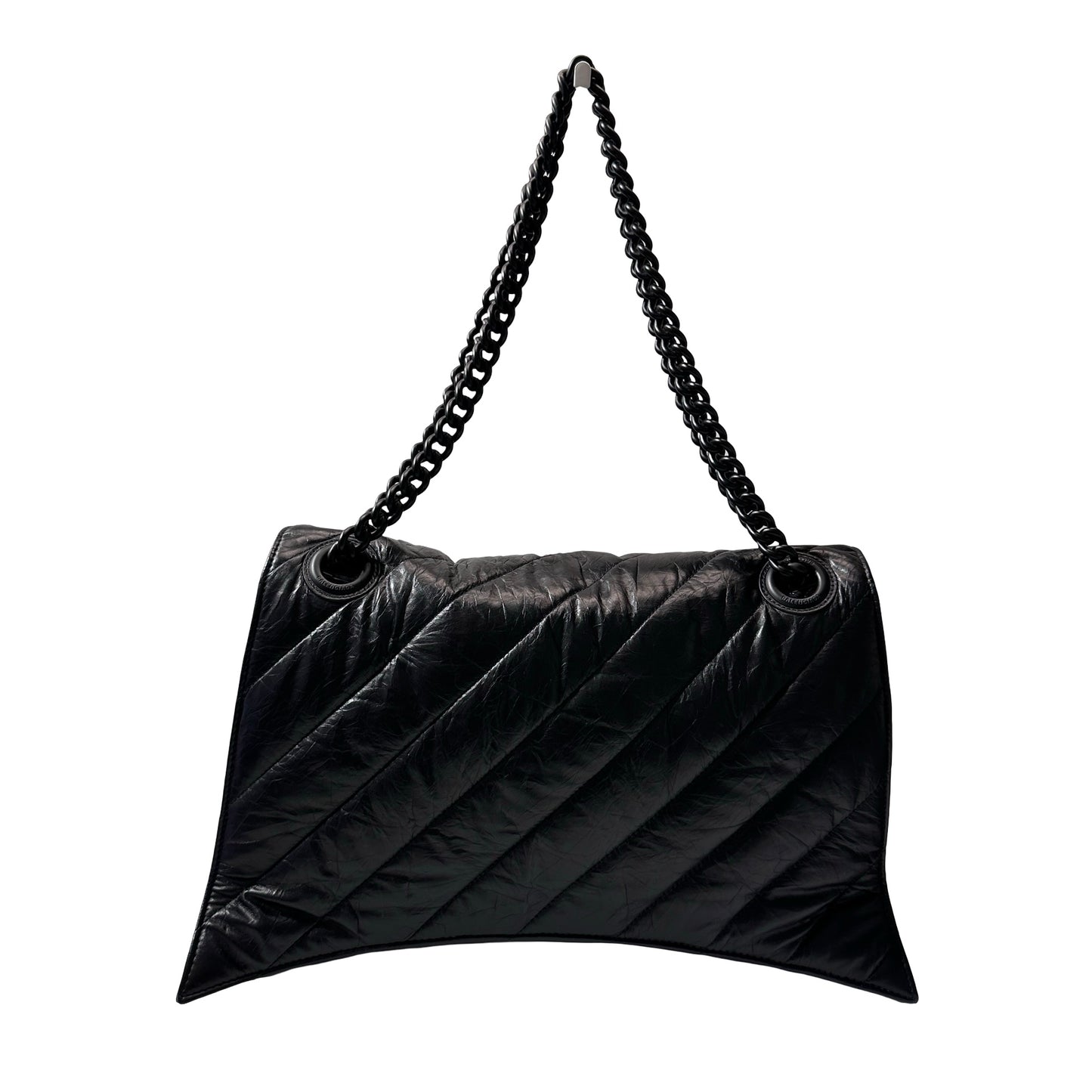 Used BALENCIAGA Quilted Calfskin Crush Chain Shoulder Bag Black